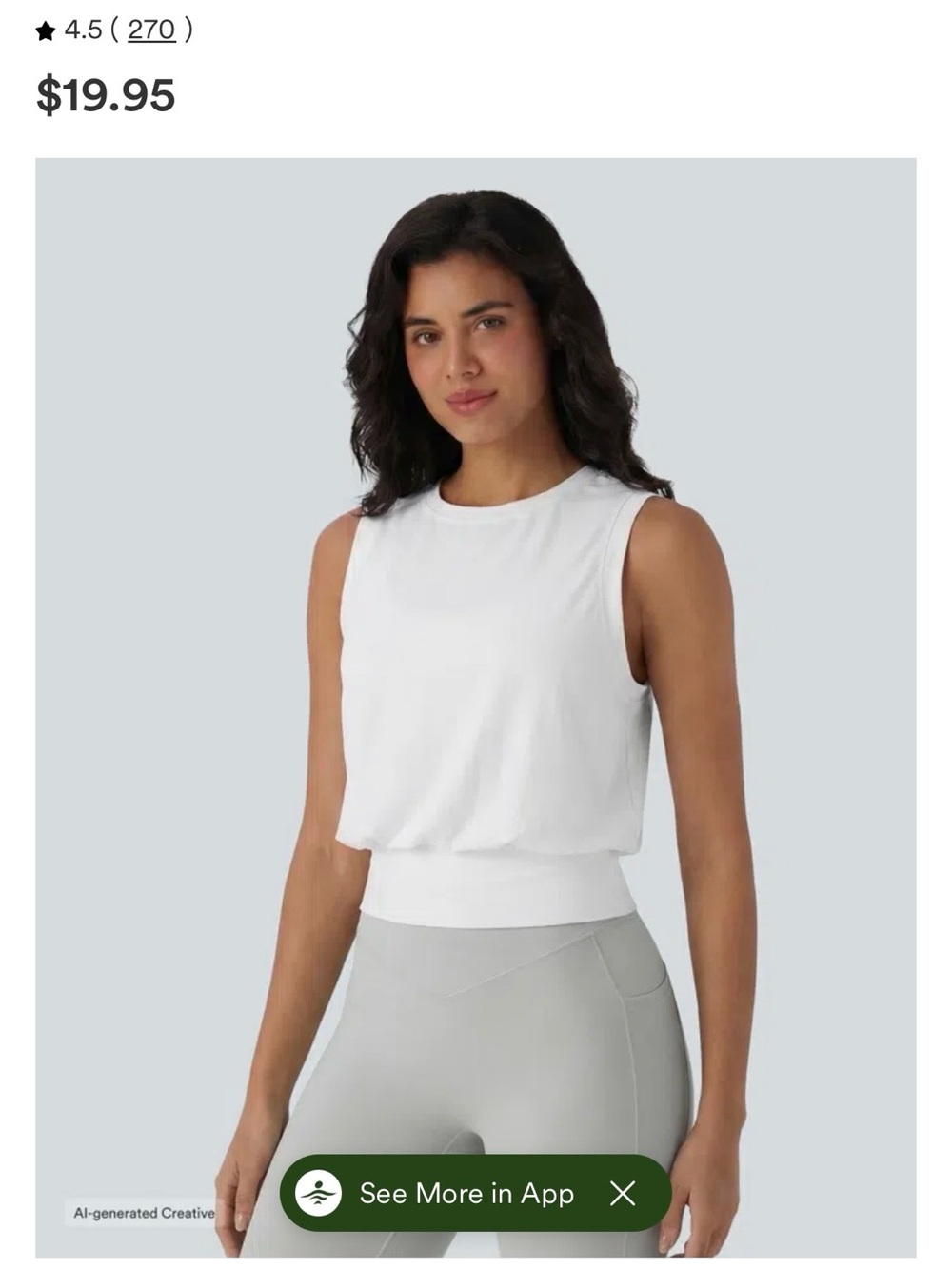 HALARA White Cropped Sleeveless Tank